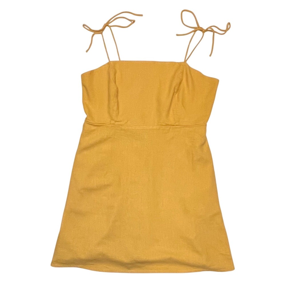 Old Navy Yellow Mustard Tie-Shoulder Linen Blend Mini‎ Dress Size XL